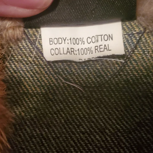 Vintage Cejon 100% Real Rabbit Fur Trim Denim Vest ♥️ - Picture 5 of 5